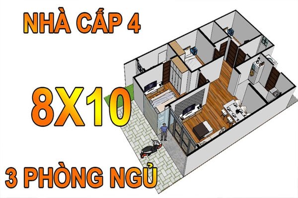 Nhà cấp 4 có diện tích 8x10m